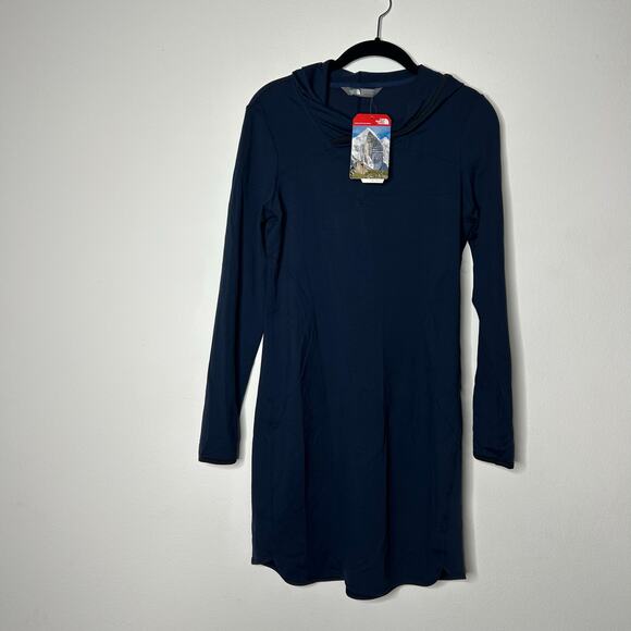 The North Face Soft Empower Outdoor Style Hooded Dress in Cosmic Blue Sz S/P - Picture 6 of 10